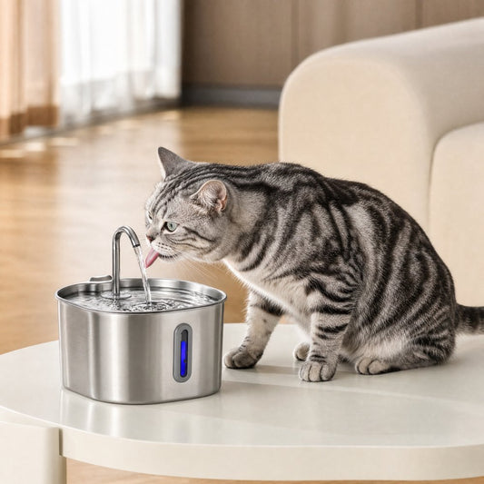 蛇口のような流れの水を飲む猫